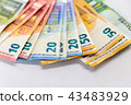 Banknotes of Euro Money. Euro cash background. Bus 43483929