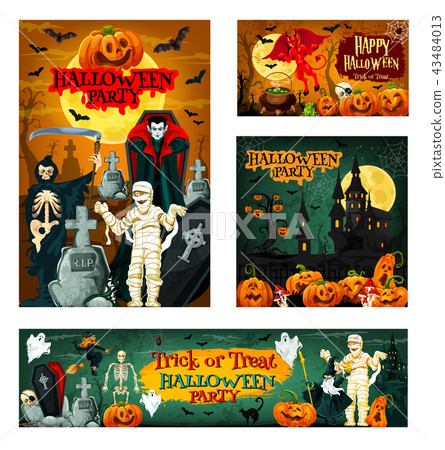 Halloween night trick or treat horror party banner 43484013