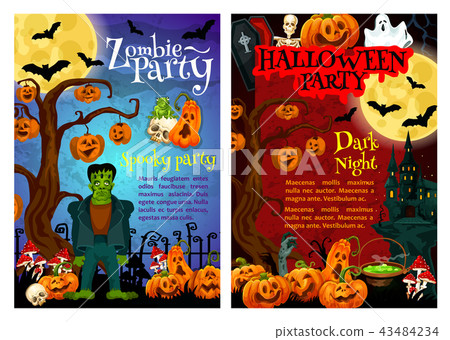 Halloween zombie party invitation poster design 43484234