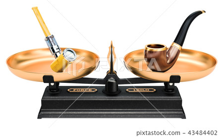 Balance concept, smoking pipe and e-pipe 43484402