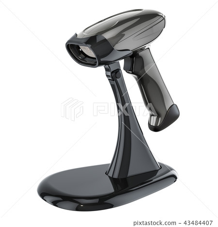 Barcode reader with stand, 3D rendering Barcode reader with stand, 3D rendering 43484407