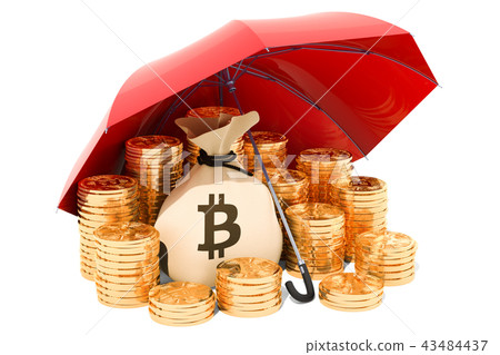 Bitcoin protection concept. 3D rendering Bitcoin protection concept. 3D rendering 43484437