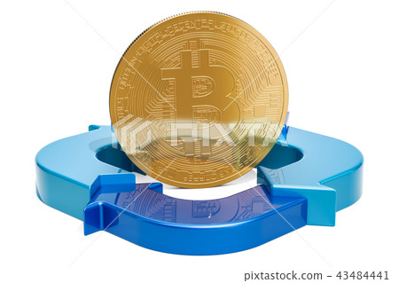 Bitcoin with diagram from arrows, 3D rendering Bitcoin with diagram from arrows, 3D rendering 43484441