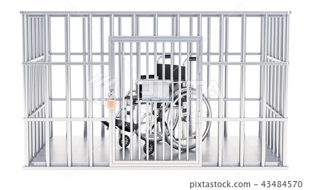 Cage, prison cell with manual wheelchair 43484570