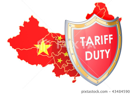 Chinese protective tariffs concept. Map of China 43484590