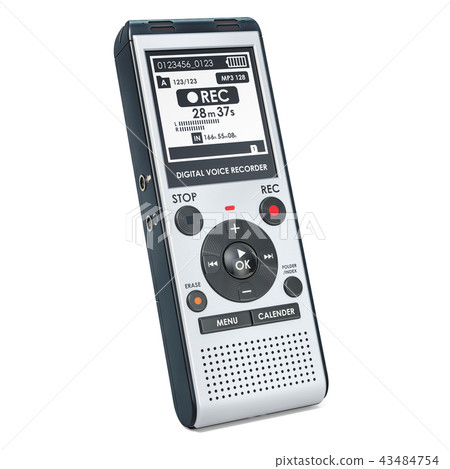 Digital voice recorder, dictaphone. 3D rendering Digital voice recorder, dictaphone. 3D rendering 43484754