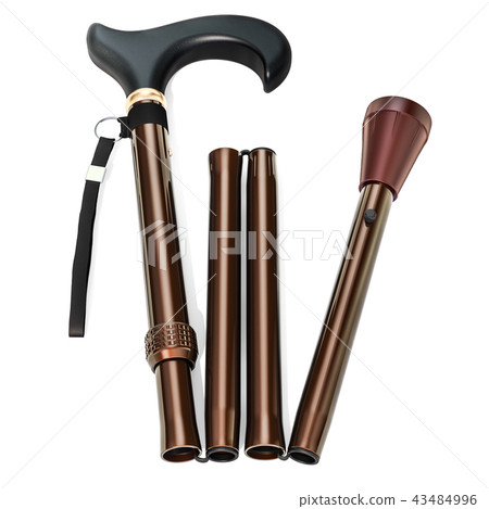 Folding cane, walking stick, 3D rendering 43484996