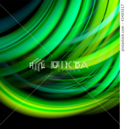 Fluid smooth wave abstract background, flowing glowing color motion concept, trendy abstract layout 43485817