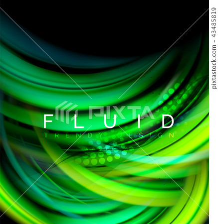 Fluid smooth wave abstract background, flowing glowing color motion concept, trendy abstract layout 43485819