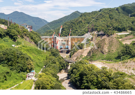 Yamba dam and construction area under construction Yamba dam and construction area under construction 43486665