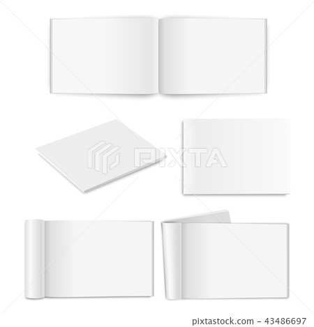 Vector realistic empty paper closed and opened A4 horizontal magazine, book, catalog or brochure Vector realistic empty paper closed and opened A4 horizontal magazine, book, catalog or brochure 43486697