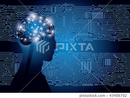 Image of brain and integrated circuit 43486782