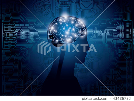 大腦和集成電路的圖像 43486783