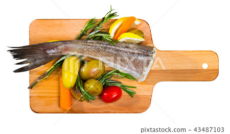 Top view of cod baked in country style Top view of cod baked in country style 43487103