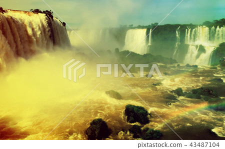 Waterfall Cataratas del Iguazu on Iguazu River, Brazil Waterfall Cataratas del Iguazu on Iguazu River, Brazil 43487104