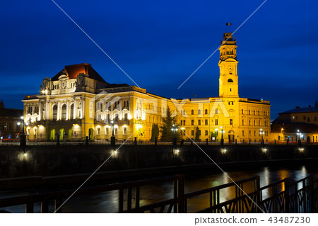 Oradea City Hall and quay in night Oradea City Hall and quay in night 43487230