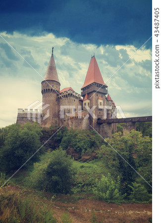 Corvin Castle on elevated rock, Romania 43487405