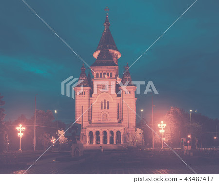 Night view of Orthodox Cathedral, Timisoara Night view of Orthodox Cathedral, Timisoara 43487412