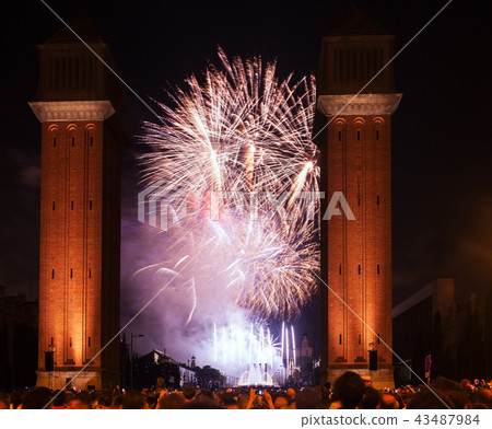 Fireworks in night. Barcelona 43487984