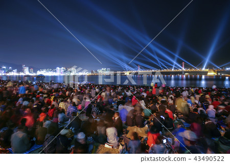 釜山，韓國，廣安大橋，廣安里，海灘 43490522