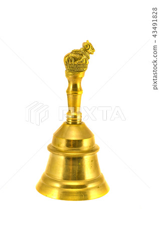new ornamental asian brass hand bell isolated 43491828
