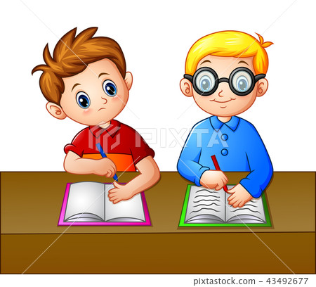 A Student looking over the notebook A Student looking over the notebook 43492677
