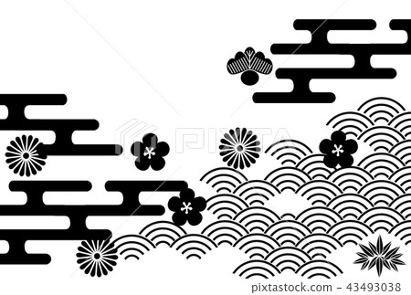 波浪新年卡片剪影背景 波浪新年卡片剪影背景 43493038
