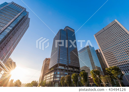 Evening view of Tokyo Marunouchi office building area 43494126