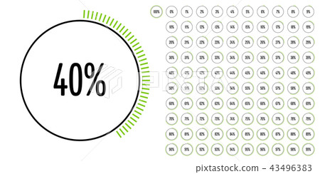 Set of circle percentage diagrams from 0 to 100 43496383