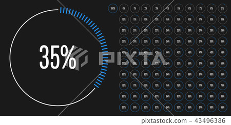 Set of circle percentage diagrams from 0 to 100 Set of circle percentage diagrams from 0 to 100 43496386