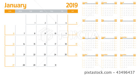 Calendar planner 2019 template vector illustration Calendar planner 2019 template vector illustration 43496437