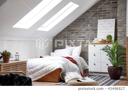 Loft room one-room interior Loft room one-room interior 43496827