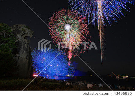 Mie Prefecture Kumano Grand Fireworks Festival Shishiiwa Comparative light synthesis 43496950