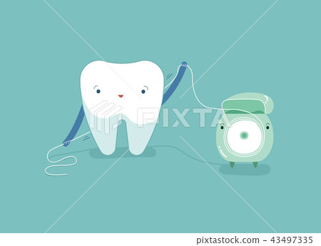 Tooth using dental floss for white teeth, dental v Tooth using dental floss for white teeth, dental v 43497335