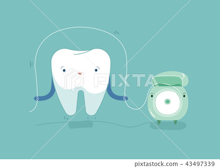 Tooth using dental floss for white teeth, dental v - Stock Illustration ...