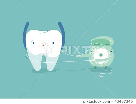 Tooth using dental floss for white teeth, dental v - Stock Illustration ...