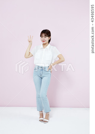 韓國人，漂亮女孩，大學生，無辜，白色，長發 43498595