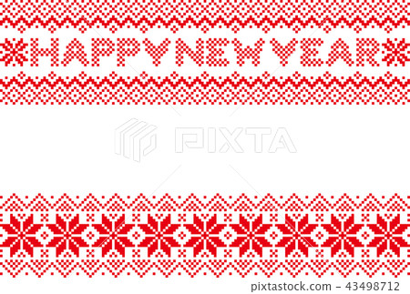 Nordic pattern New Year's card postcard size 43498712