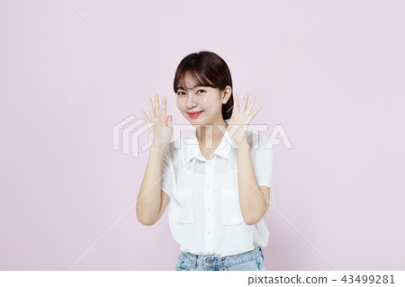 韓國人，漂亮女孩，大學生，無辜，白色，長發 43499281