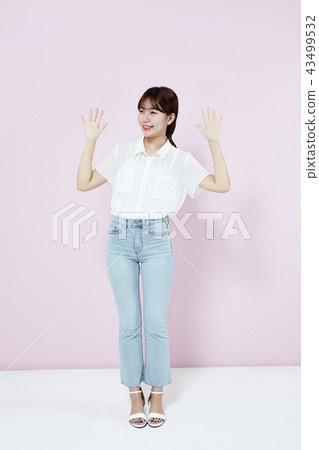 韓國人，漂亮女孩，大學生，無辜，白色，長發 43499532