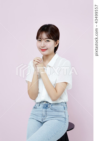 韓國人，漂亮女孩，大學生，無辜，白色，長發 43499557