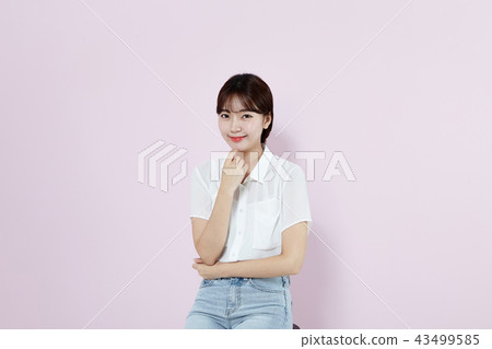 韓國人，漂亮女孩，大學生，無辜，白色，長發 43499585