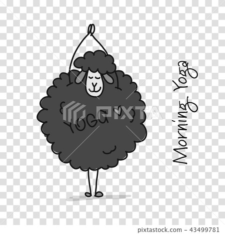 Funny sheep doing yoga, sketch for your design 43499781