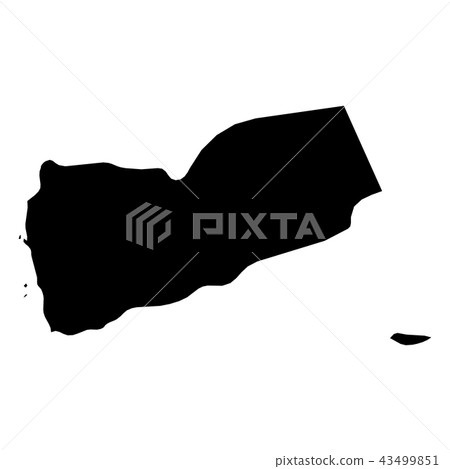Yemen - solid black silhouette map of country area. Simple flat vector illustration Yemen - solid black silhouette map of country area. Simple flat vector illustration 43499851