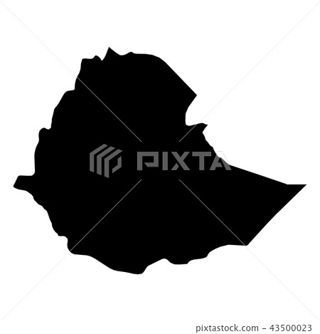 Ethiopia - solid black silhouette map of country area. Simple flat vector illustration 43500023