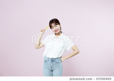 韓國人，漂亮女孩，大學生，無辜，白色，長發 43500469