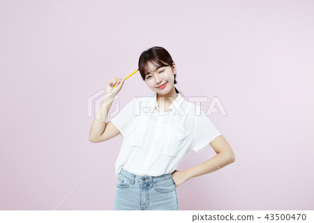 Korean, pretty, girl, college student, innocent, white, long hair 43500470