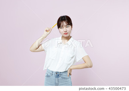 Korean, pretty, girl, college student, innocent, white, long hair 43500473