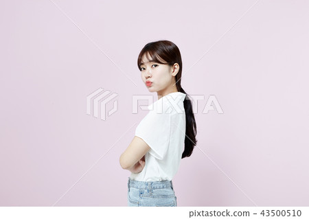 韓國人，漂亮女孩，大學生，無辜，白色，長發 43500510