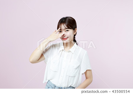 韓國人，漂亮女孩，大學生，無辜，白色，長發 43500554